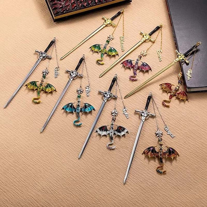 Customized Personalized Dragon Sword Pearl Star Fantasy Bookmark