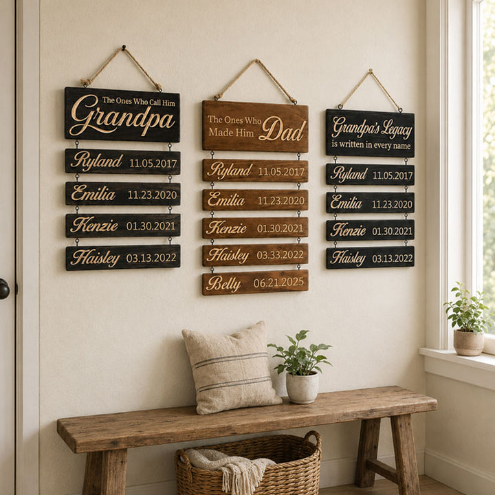 Personalisiertes Hängeschild für Enkelkinder (graviert) Familienandenken