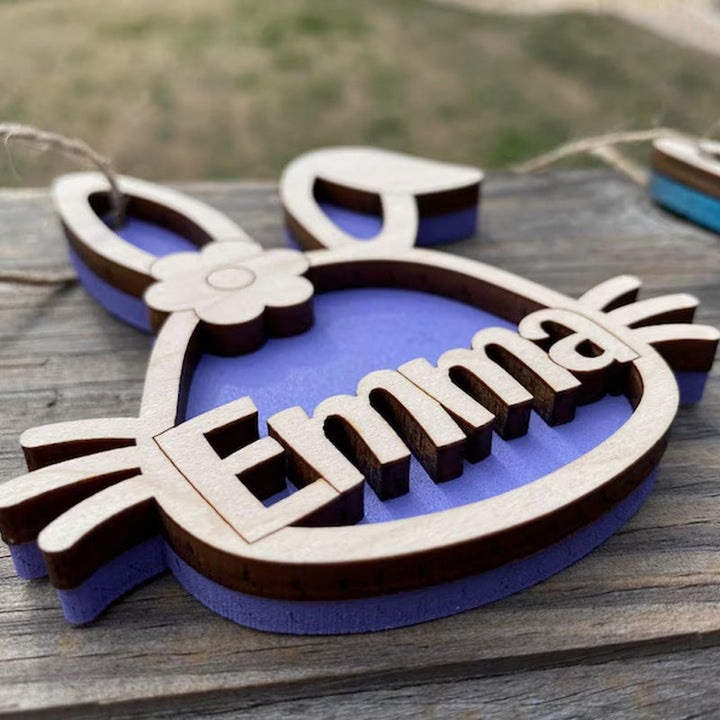 Personalized Wooden Easter Bunny Basket Tags