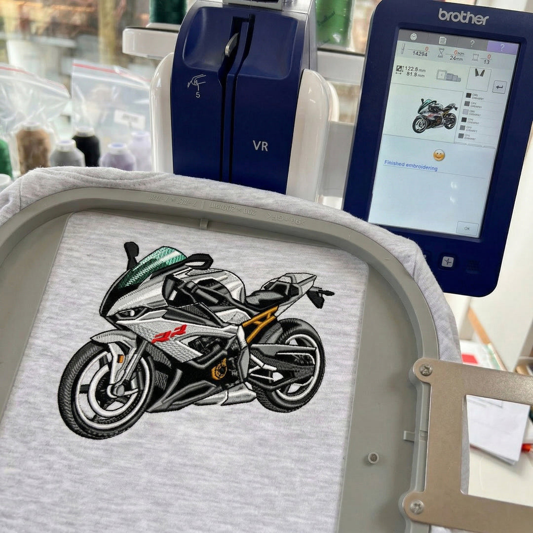Custom Motorcycle Embroidered Hoodie – Front or Back Design Biker Hoodie 🏍️🧵