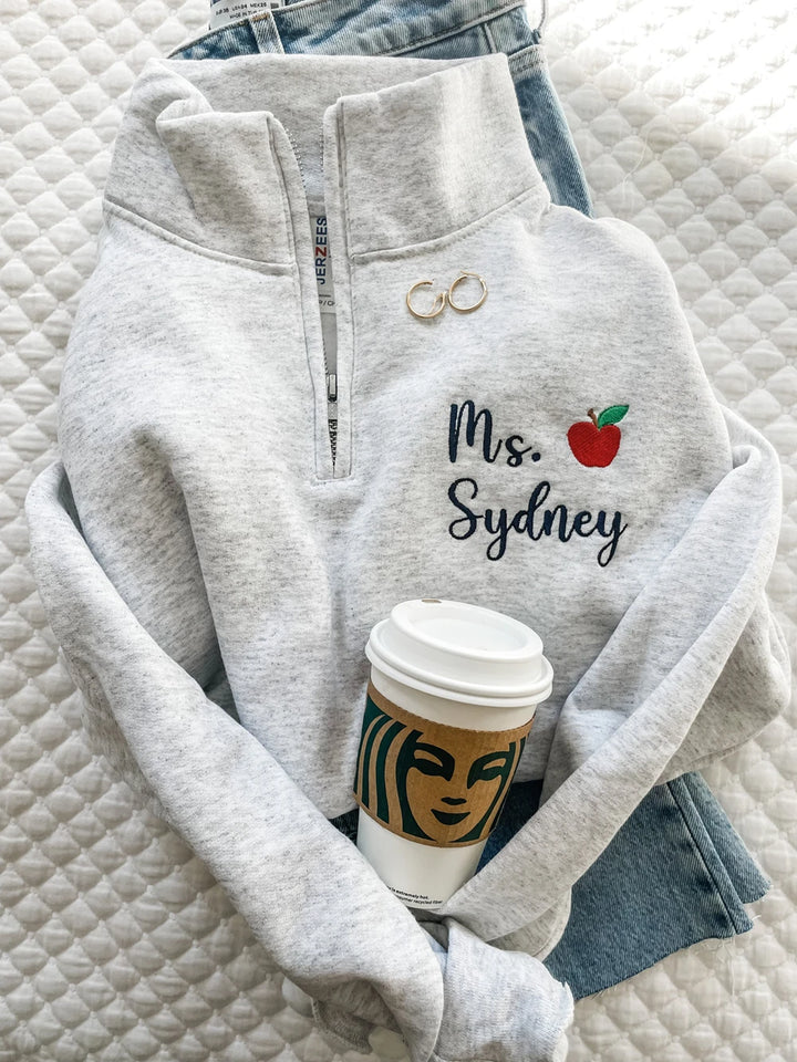 Personalized Teacher Quarter Zip Sweatshirt