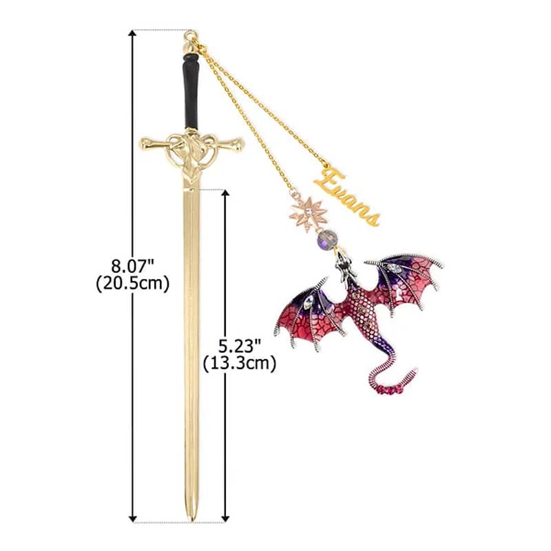 Customized Personalized Dragon Sword Pearl Star Fantasy Bookmark