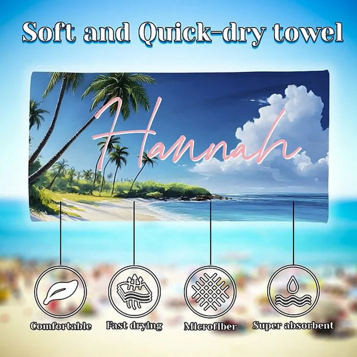 Personalized Tropical Beach Palm Tree Oversized Beach Towel