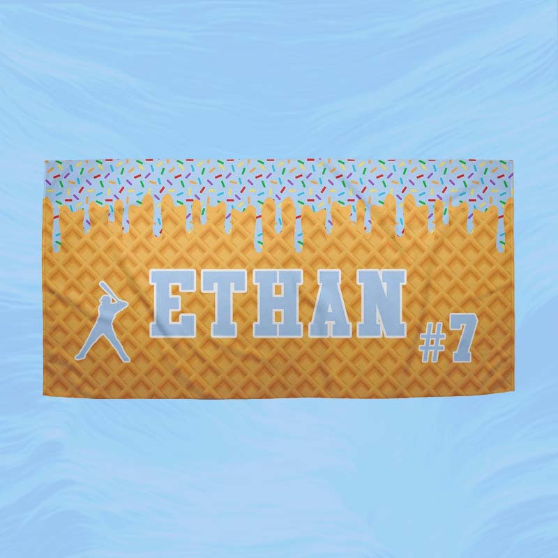 Personalized Ice Cream Drip Baseball Beach Towel