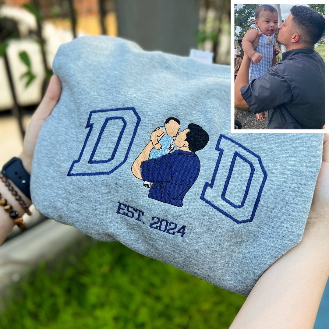 Custom Photo Embroidered Sweatshirt for DAD