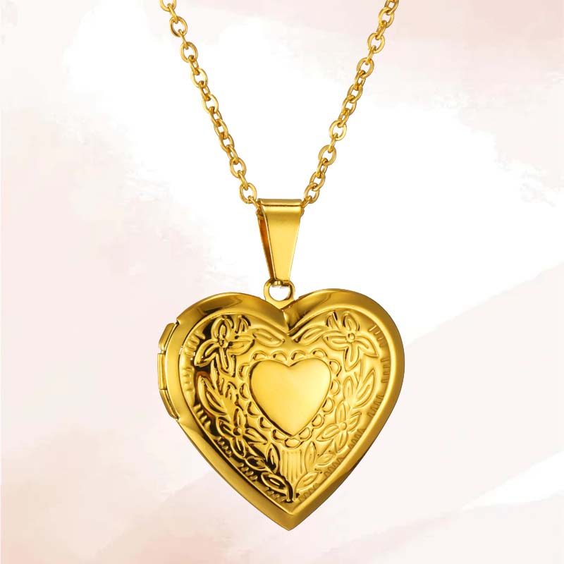 Stainless Steel Gold Plated Custom Heart Locket To Mother’s Day gift