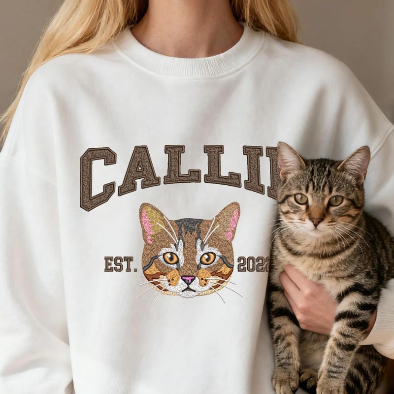 Personalized Pet Portrait Embroidered Sweatshirt