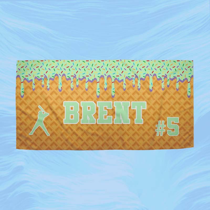 Personalized Ice Cream Drip Baseball Beach Towel