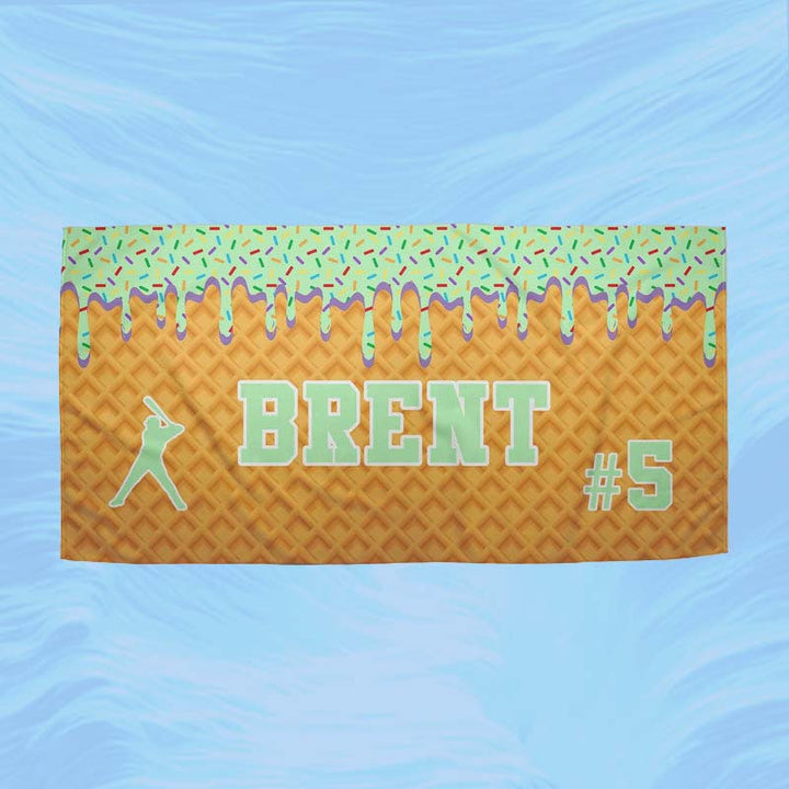 Personalized Ice Cream Drip Baseball Beach Towel
