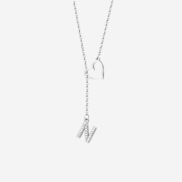 Customized Personalized Heart Lasso Necklace-Inlaid Zirconia Letters