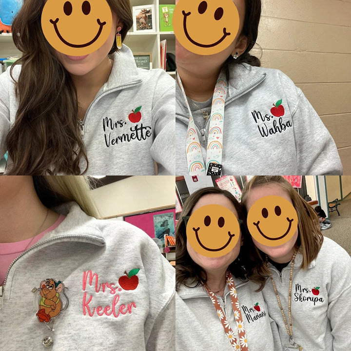 Personalized Teacher Quarter Zip Sweatshirt