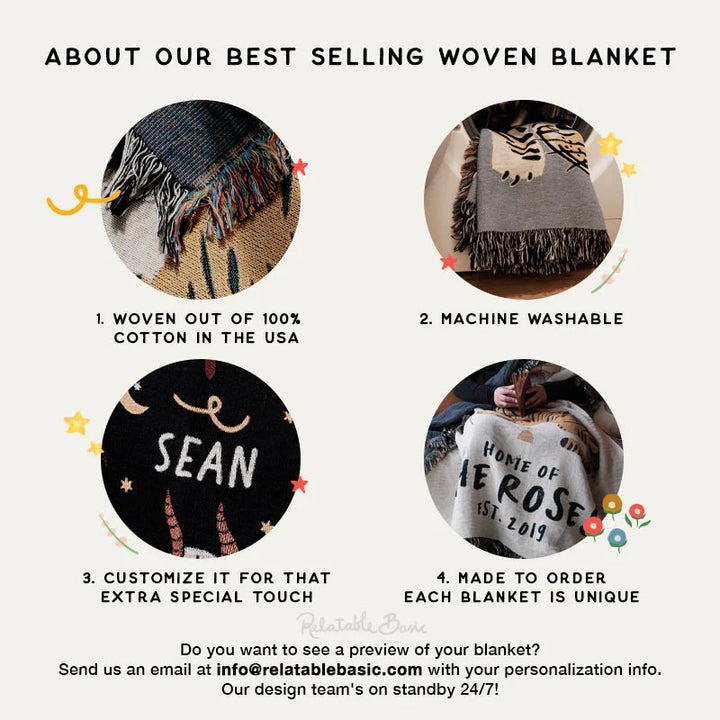 Personalized Retro 8-Bit Gaming Couple Adventure Woven Blanket – Custom Gamer Love Story Throw Blanket with Names