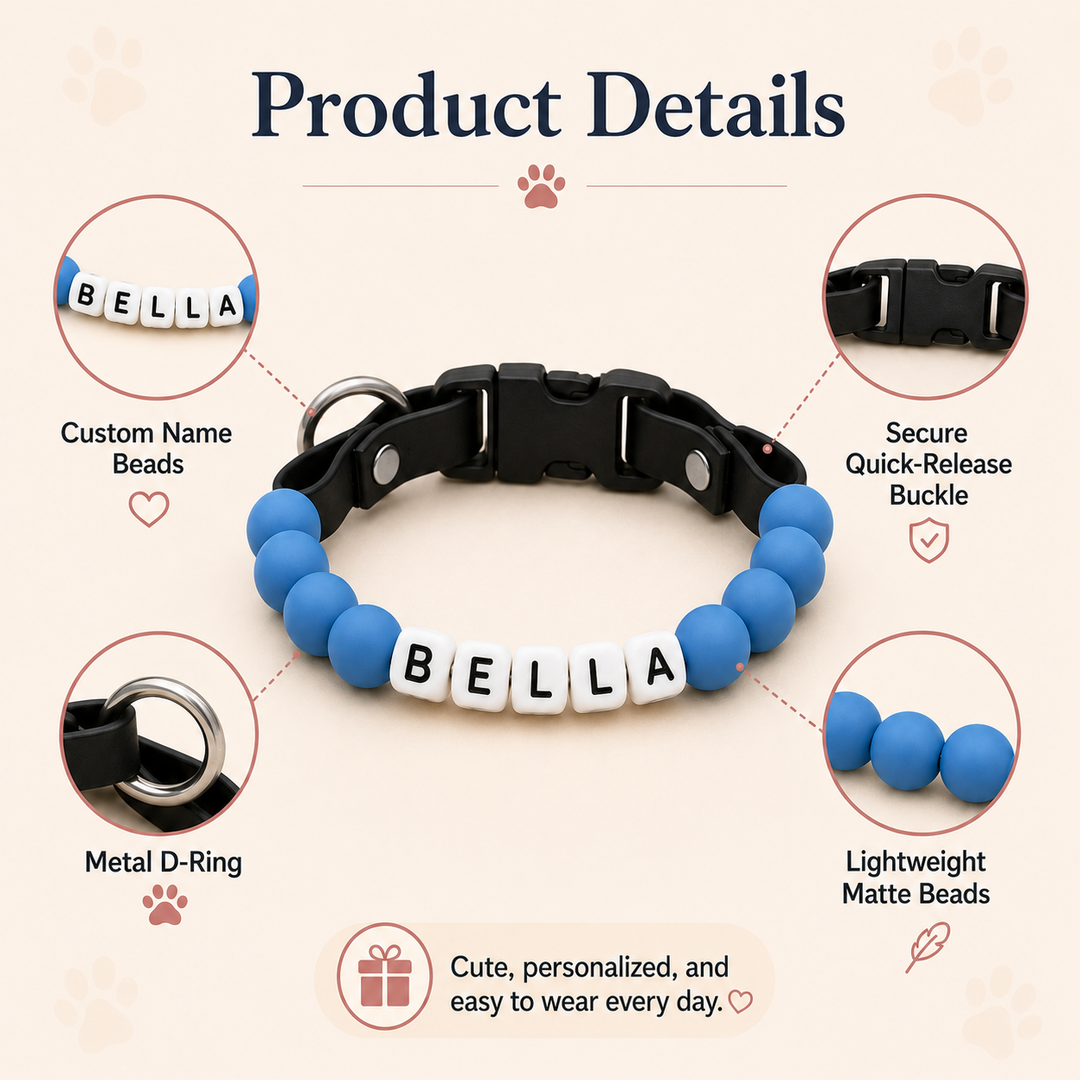 Personalized Beaded Dog Collar with Custom Name