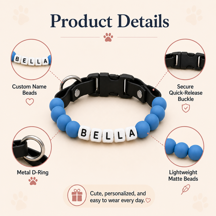 Personalized Beaded Dog Collar with Custom Name