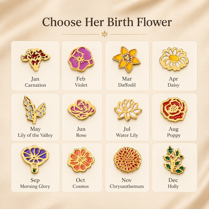 Personalized Birth Flower Dangle Earrings, Custom 1–5 Birth Month Flower Earrings, Meaningful Birthday Gift for Mom Grandma