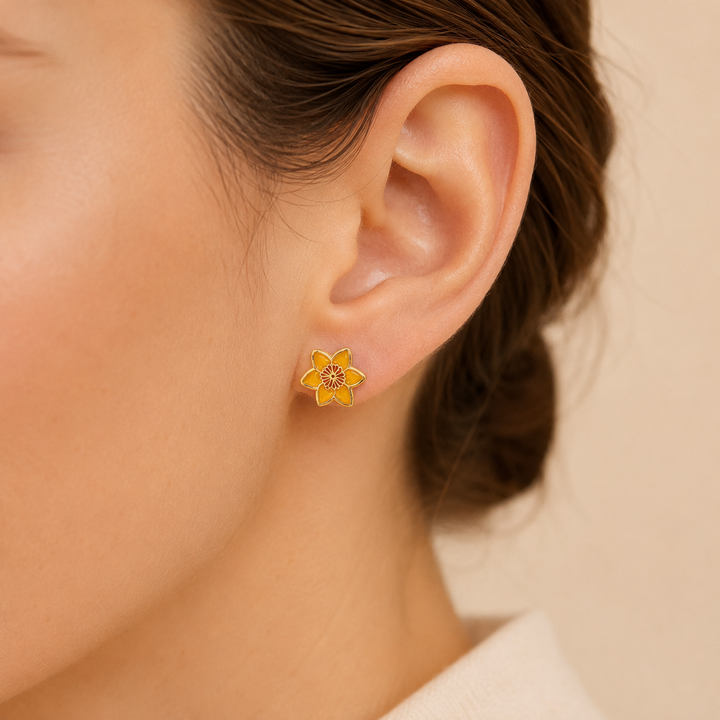 Personalized Birth Flower Stud Earrings for Her