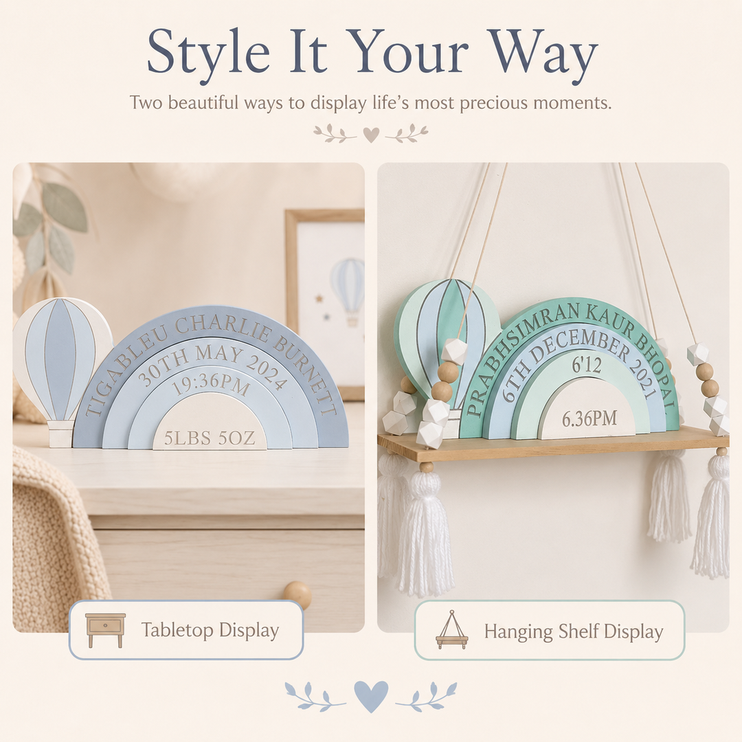 Personalized Hot Air Balloon Stacking Blocks— Creative Birth Keepsake