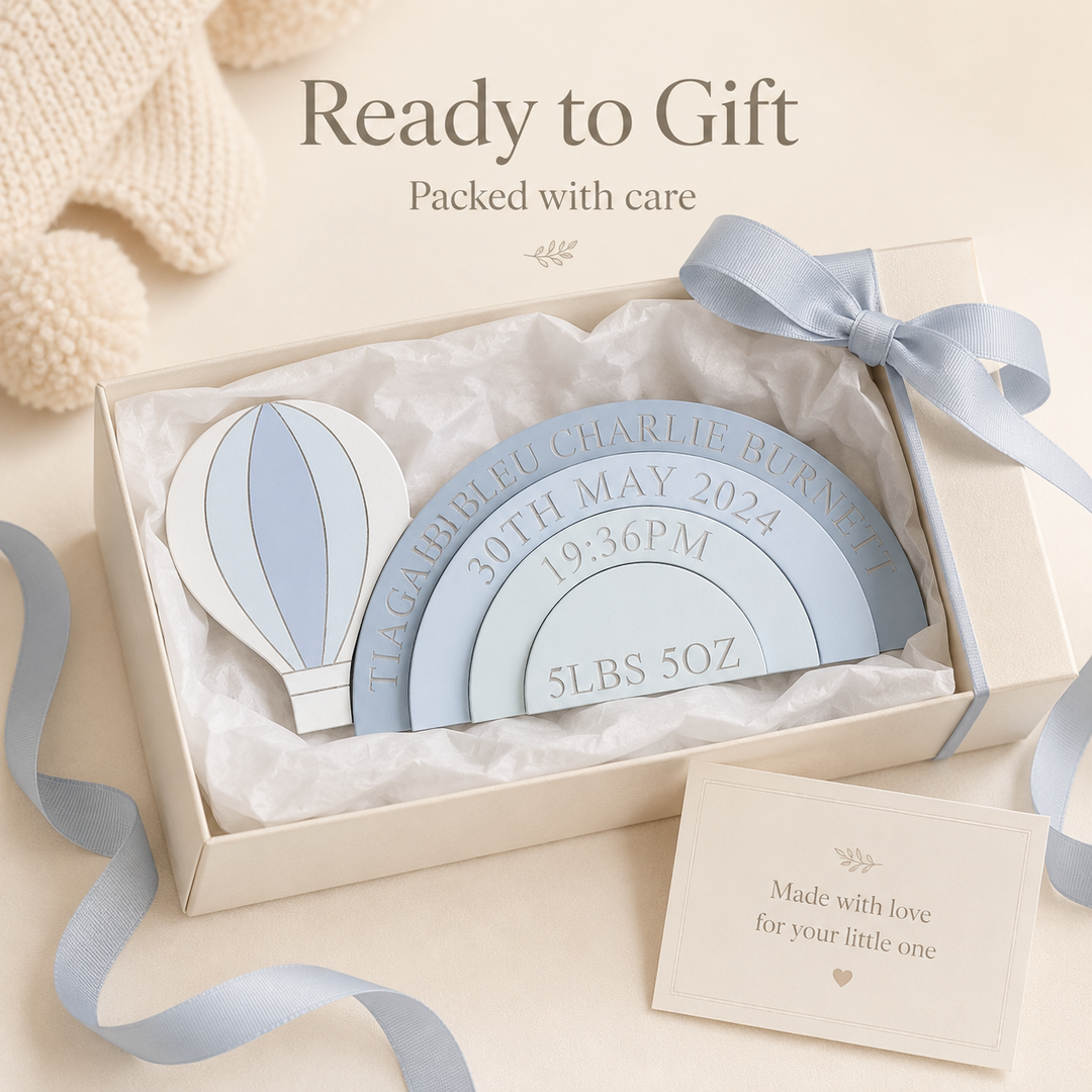 Personalized Hot Air Balloon Stacking Blocks— Creative Birth Keepsake