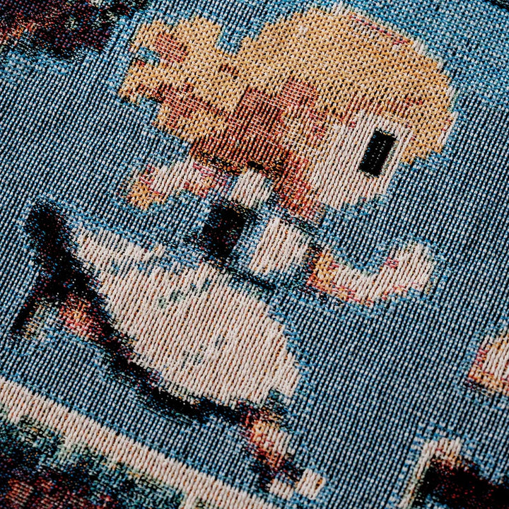 Personalized Retro 8-Bit Gaming Couple Adventure Woven Blanket – Custom Gamer Love Story Throw Blanket with Names