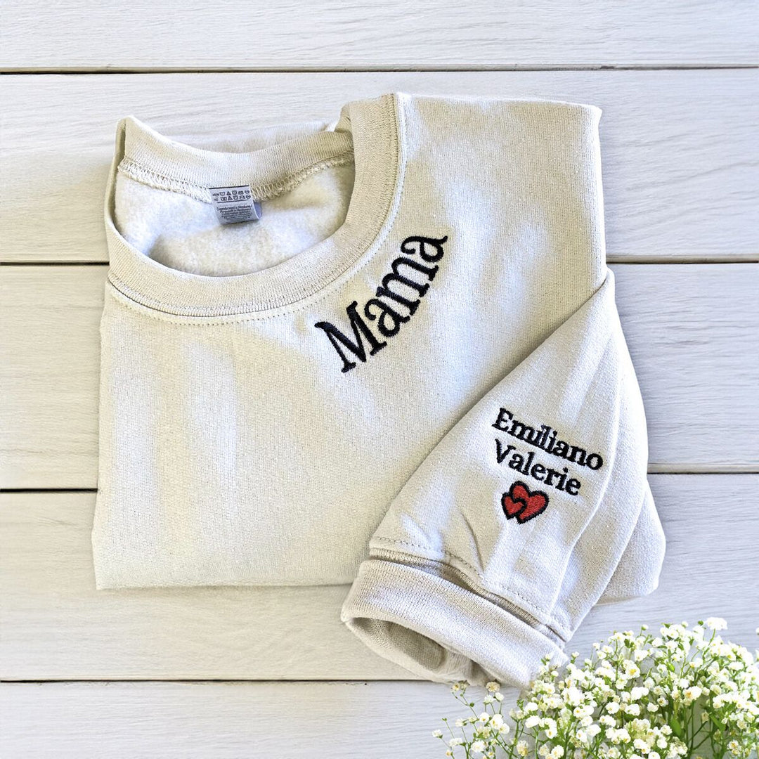 Personalized Mom Embroidered Sweatshirt Hoodie