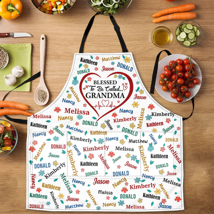 Blessed To Be Called Grandma Colorful | Personalized Apron With Packet