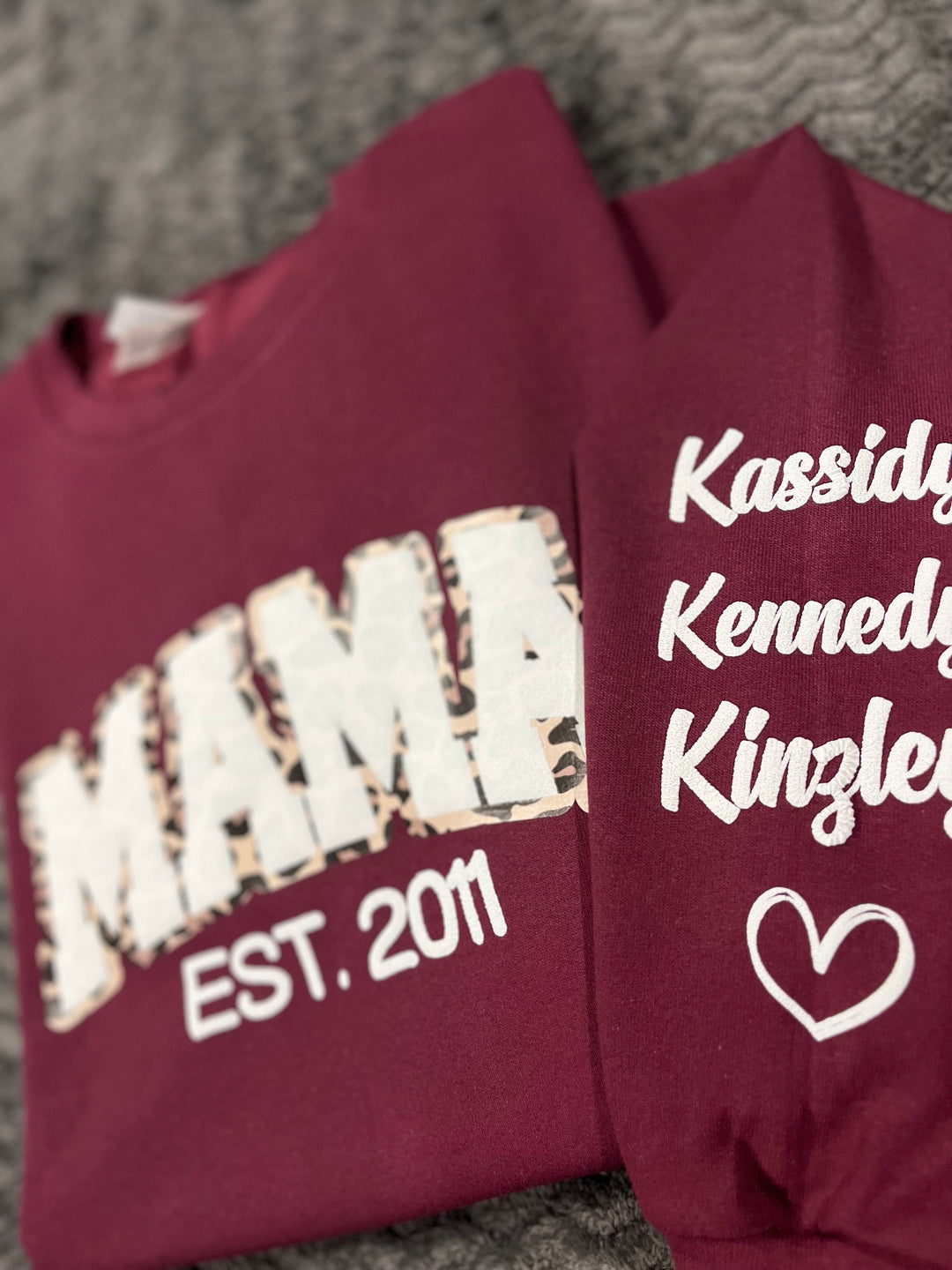 Mama Leopard Puff Print Personalized Sweatshirt or Hoodie with Kids Name Sleeve Gift Sweatshirt New Mom Sweatshirts gift