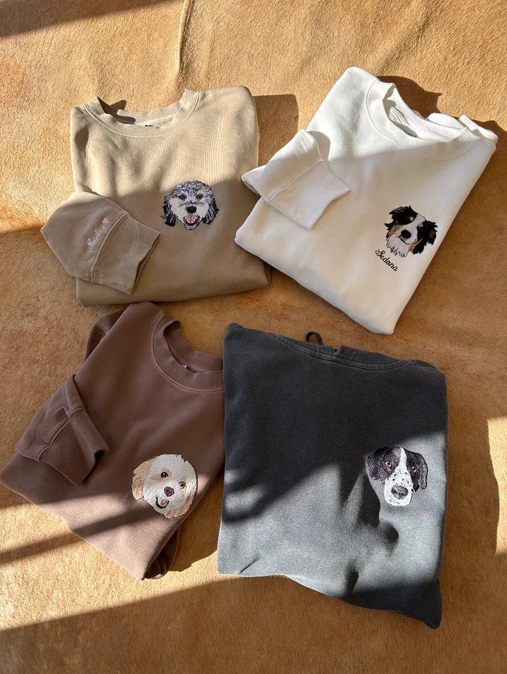 Personalized Pet Face and Name Embroidered Sweatshirt Hoodie
