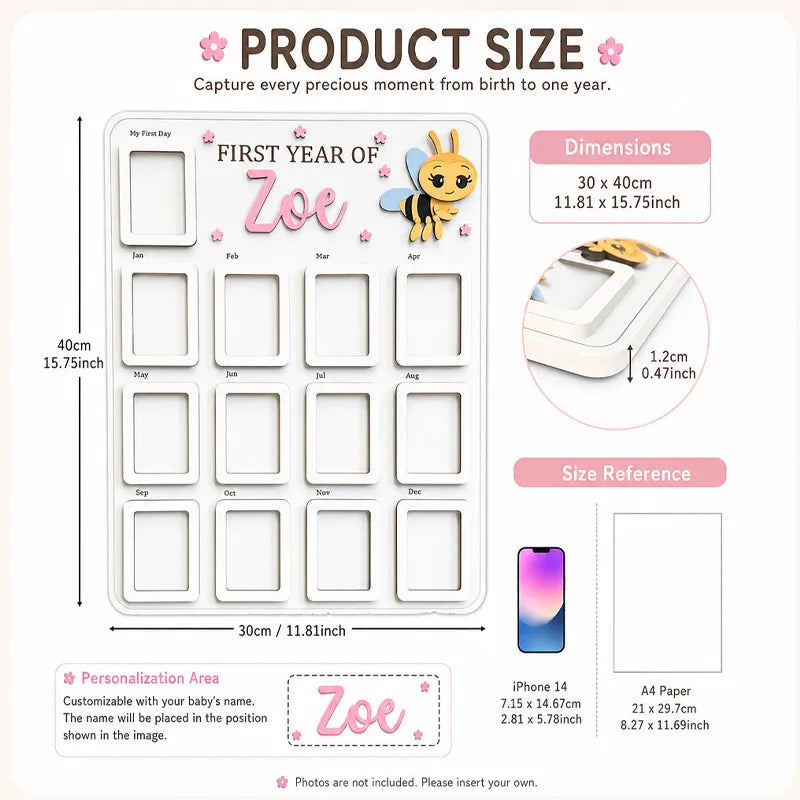 Honey Bee – Personalized Baby’s First Year Photo Frame