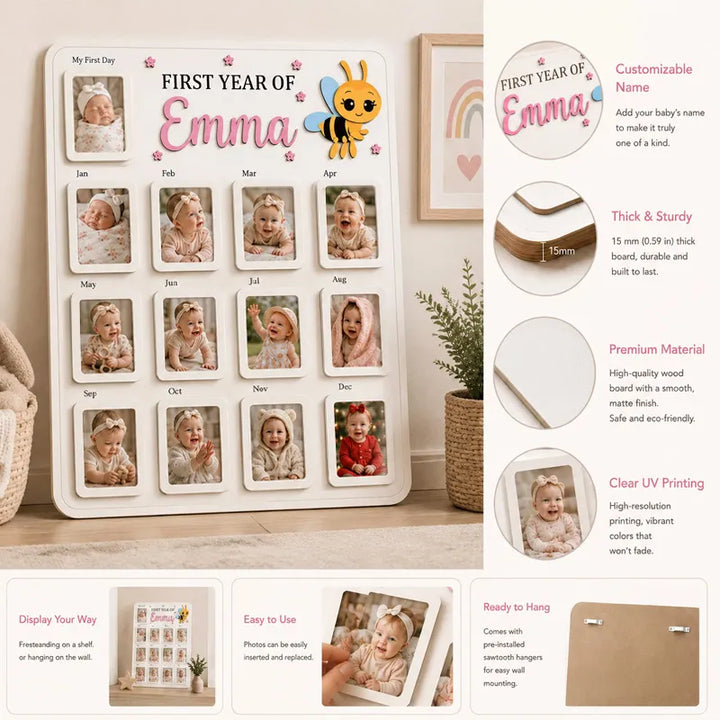 Honey Bee – Personalized Baby’s First Year Photo Frame