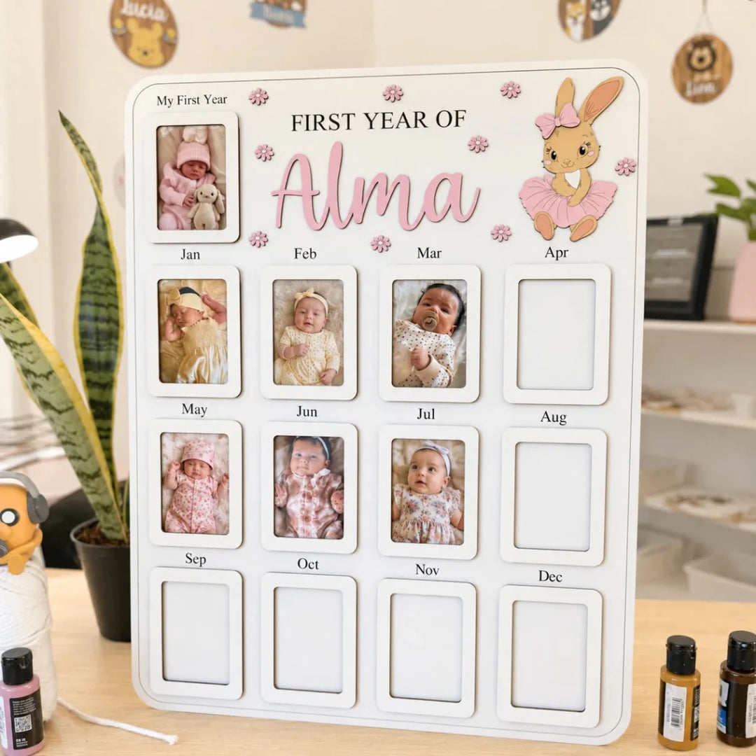 Ballerina Bunny – Personalized Baby’s First Year Photo Frame - Canvasgiftco