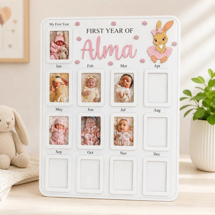 Ballerina Bunny – Personalized Baby’s First Year Photo Frame - Canvasgiftco