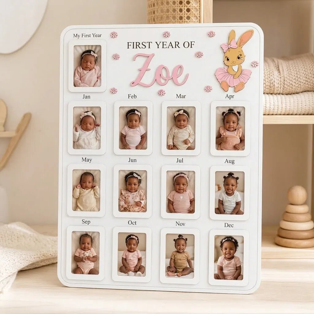 Ballerina Bunny – Personalized Baby’s First Year Photo Frame - Canvasgiftco