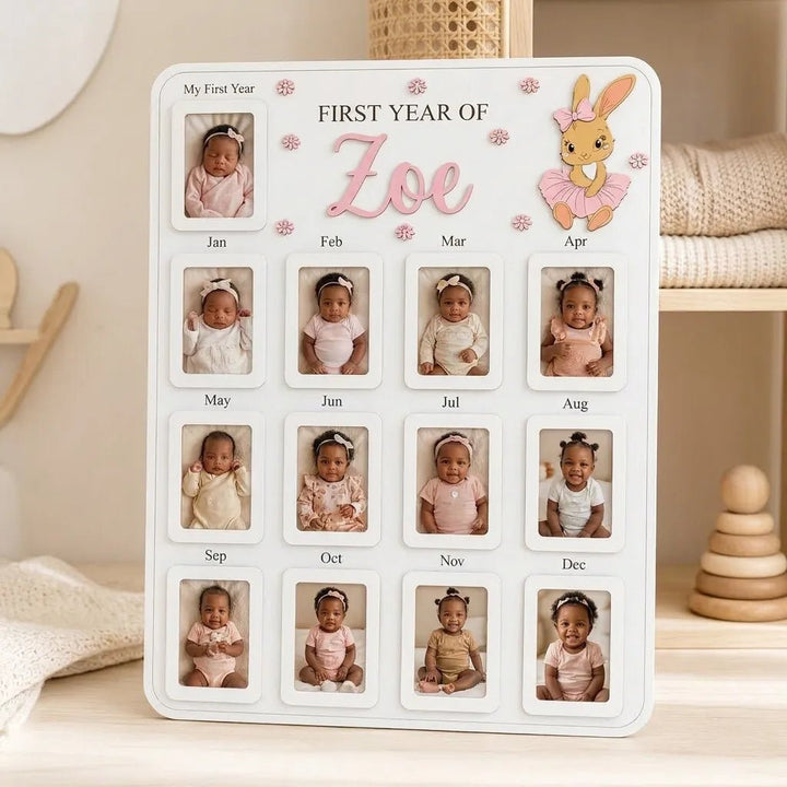 Ballerina Bunny – Personalized Baby’s First Year Photo Frame - Canvasgiftco