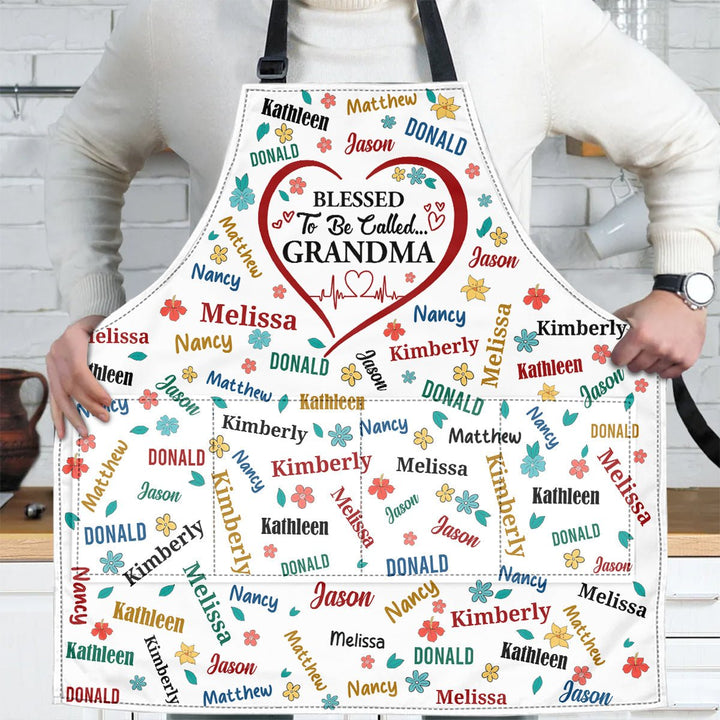 Blessed To Be Called Grandma Colorful | Personalized Apron With Packet - Canvasgiftco