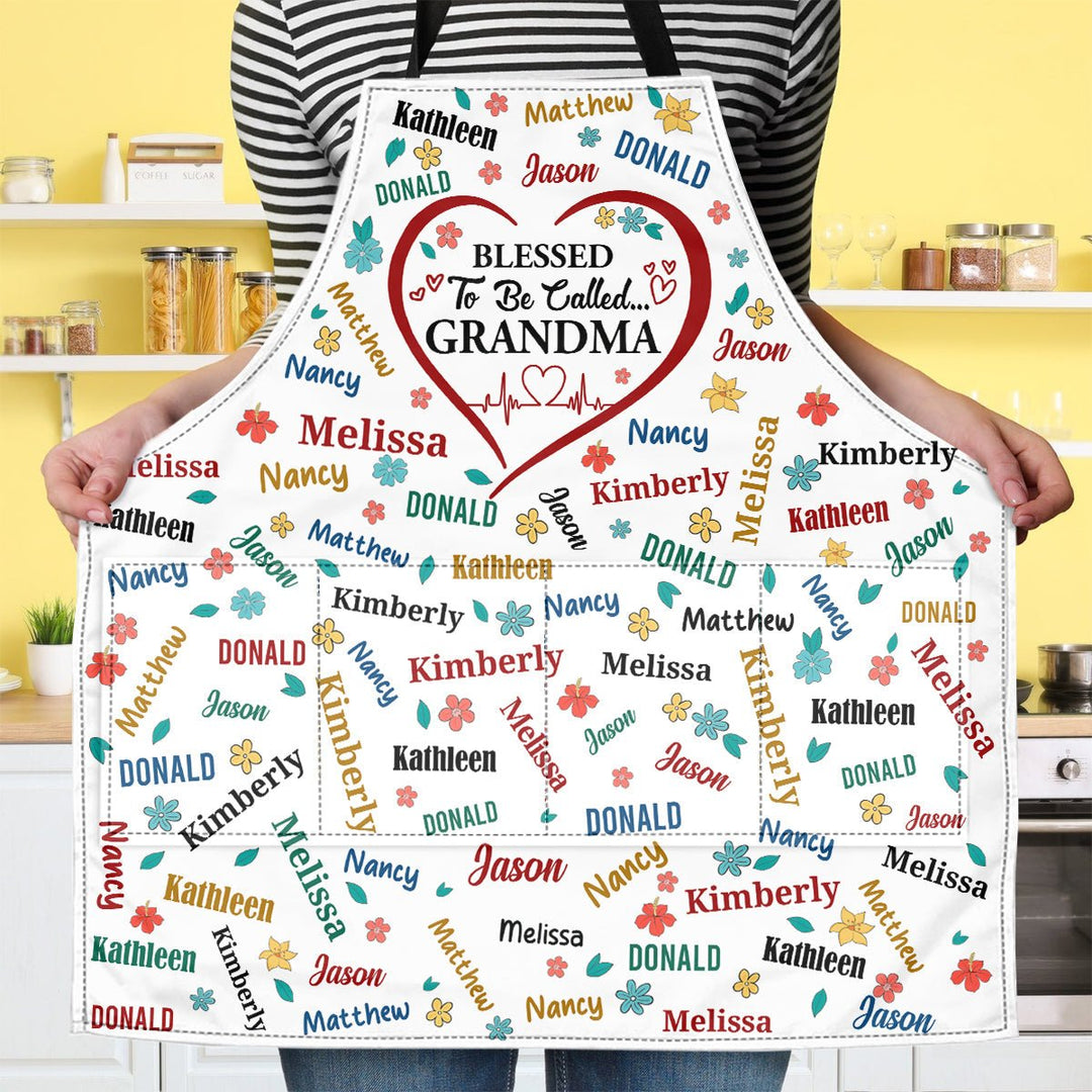 Blessed To Be Called Grandma Colorful | Personalized Apron With Packet - Canvasgiftco