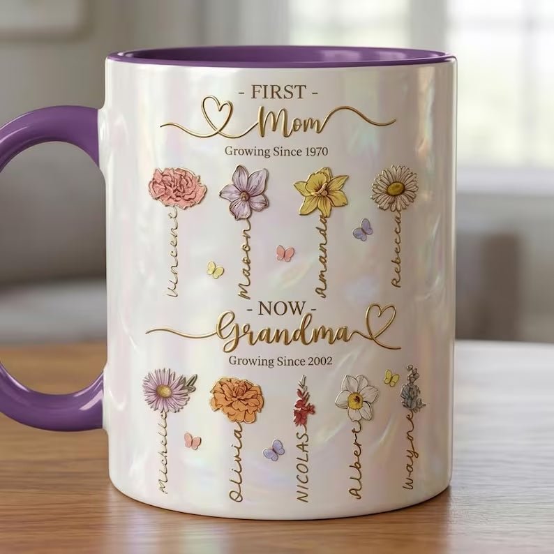 "Blooming Love" Personalized Floral Mugs for Mom & Grandma - Canvasgiftco