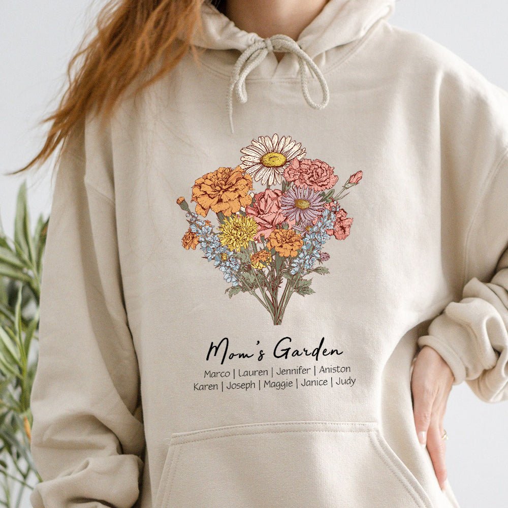 Blooms & Threads Birth Flower Hoodie – Wear Your Story in Full Bloom - Canvasgiftco