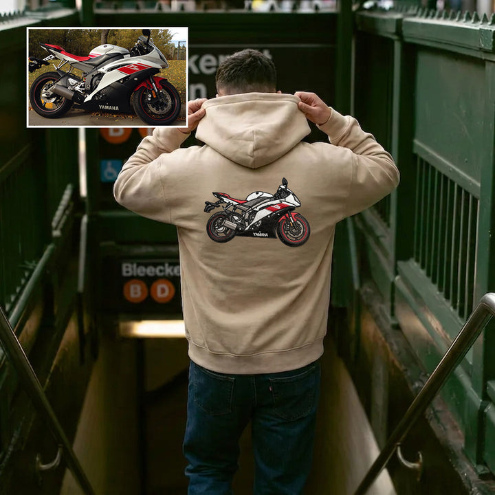 Custom Motorcycle Embroidered Hoodie – Front or Back Design Biker Hoodie 🏍️🧵