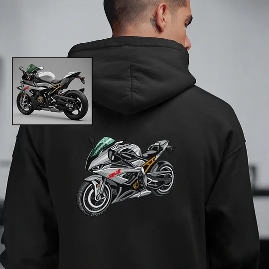 Custom Motorcycle Embroidered Hoodie – Front or Back Design Biker Hoodie 🏍️🧵