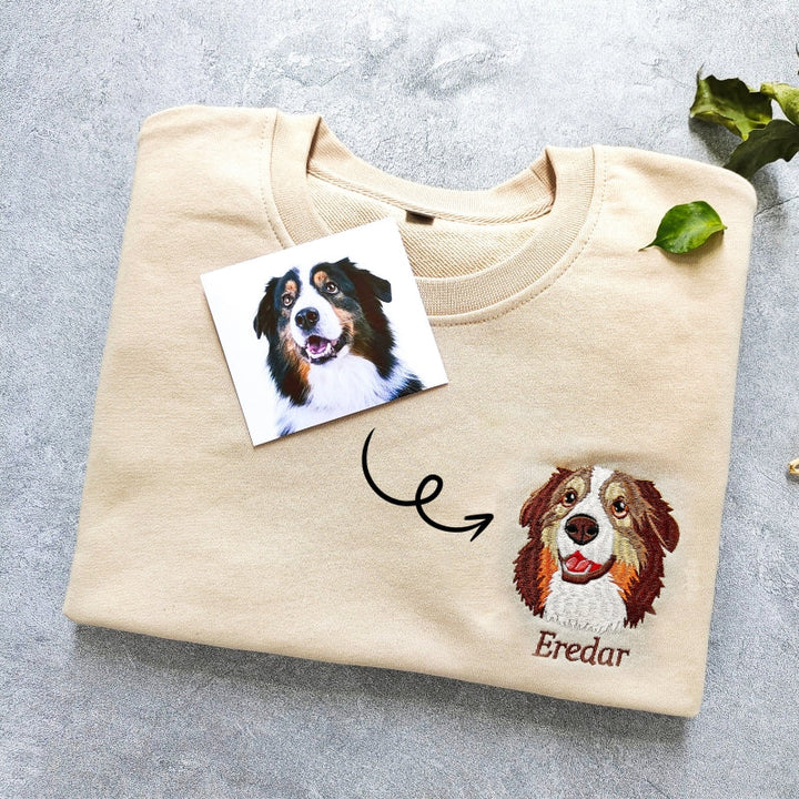 Personalized Pet Face and Name Embroidered Sweatshirt Hoodie