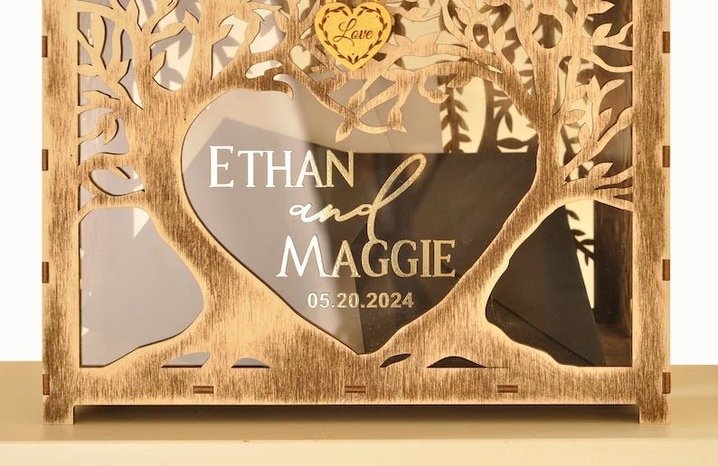 Classic wedding card box with slots and a clasp. - Canvasgiftco