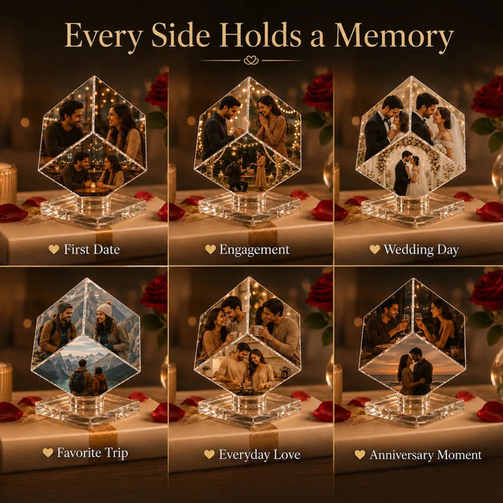 Custom 3-Photo Crystal Diamond Keepsake – Personalized Romantic Photo Display Gift for Couples - Canvasgiftco