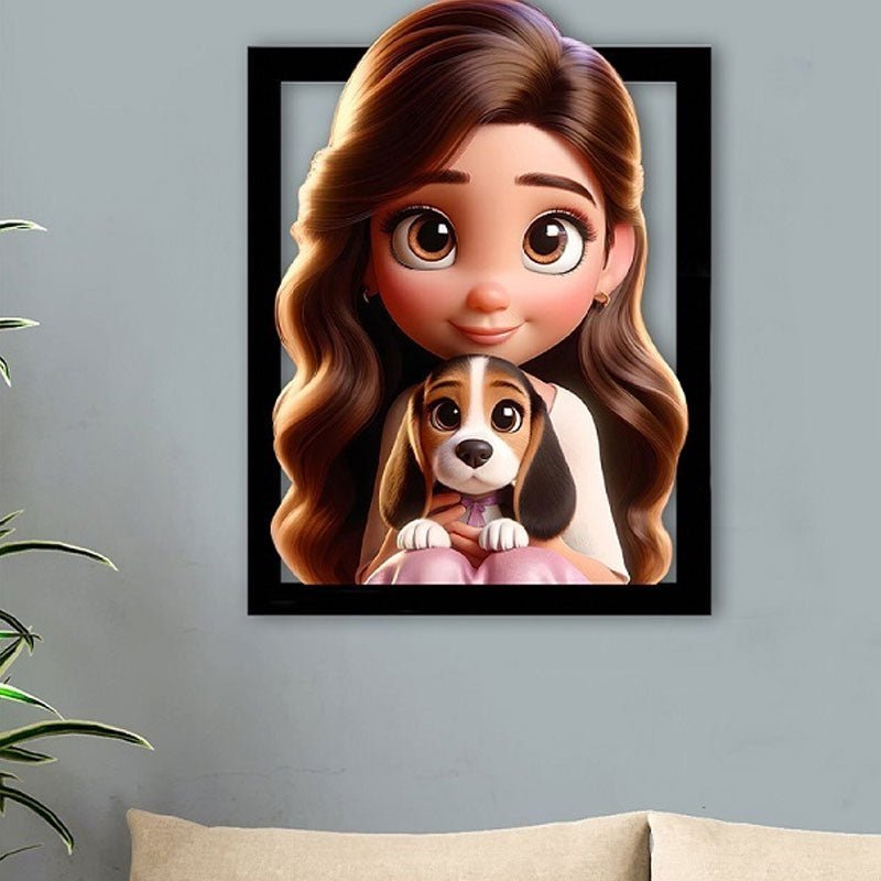 Custom 3D Cartoon Style Wooden Photo Frame – Transform Your Memories into Art! - Canvasgiftco