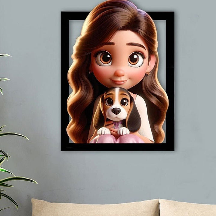 Custom 3D Cartoon Style Wooden Photo Frame – Transform Your Memories into Art! - Canvasgiftco