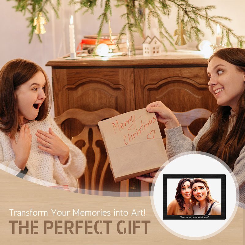 Custom 3D Cartoon Style Wooden Photo Frame – Transform Your Memories into Art! - Canvasgiftco