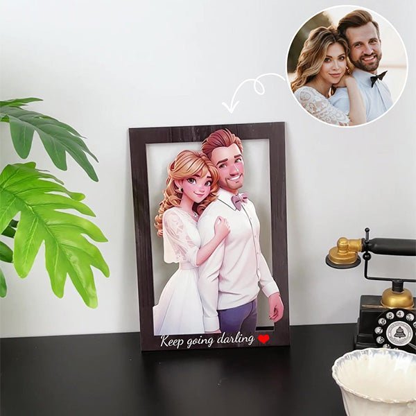 Custom 3D Cartoon Style Wooden Photo Frame – Transform Your Memories into Art! - Canvasgiftco