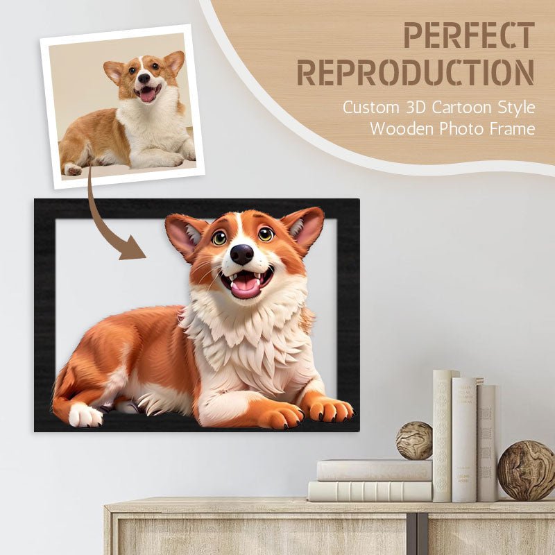 Custom 3D Cartoon Style Wooden Photo Frame – Transform Your Memories into Art! - Canvasgiftco