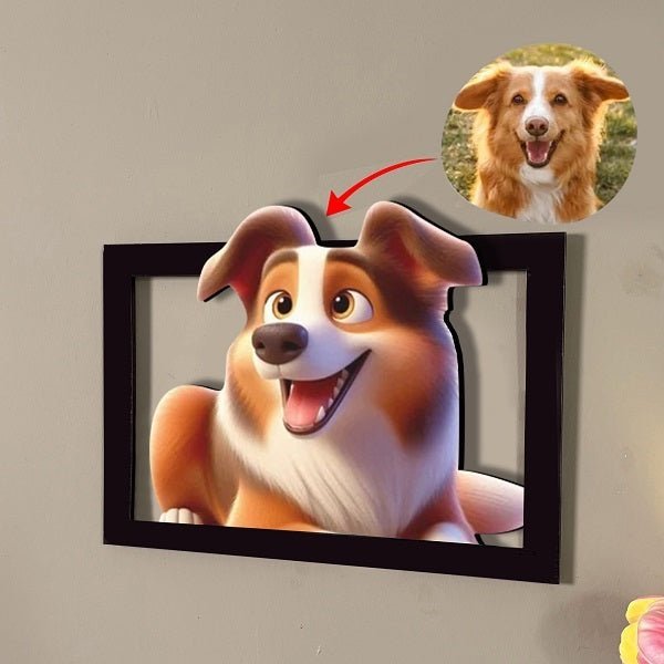 Custom 3D Cartoon Style Wooden Photo Frame – Transform Your Memories into Art! - Canvasgiftco