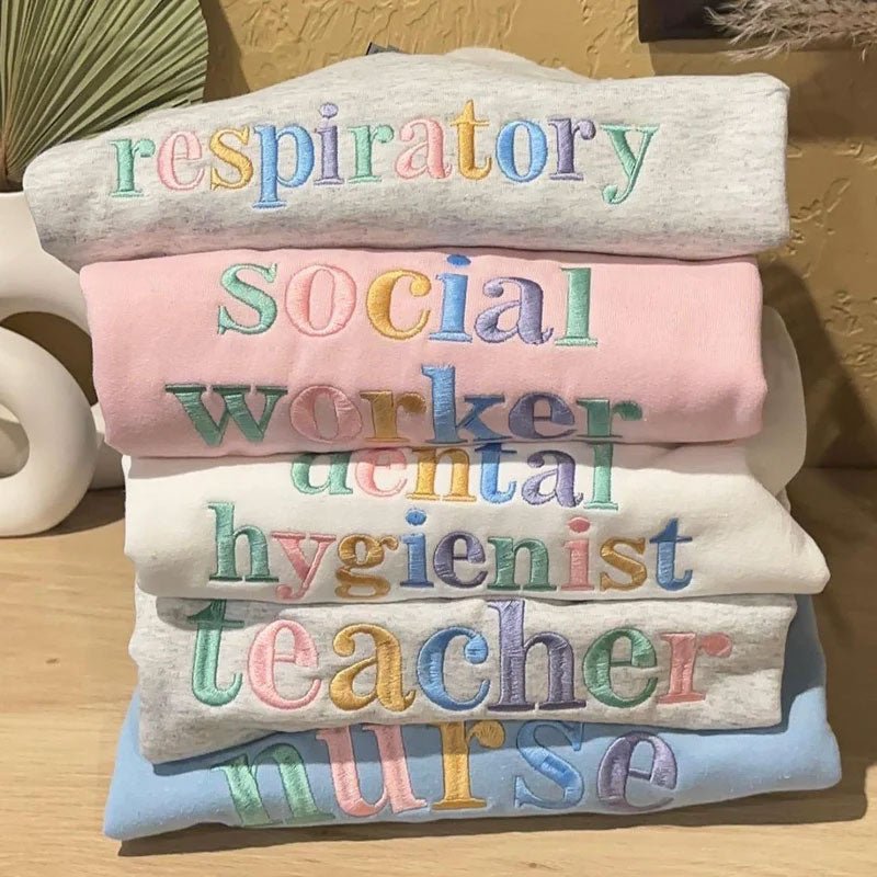 Custom Career Pastel Colors Embroidered Sweatshirt - Canvasgiftco
