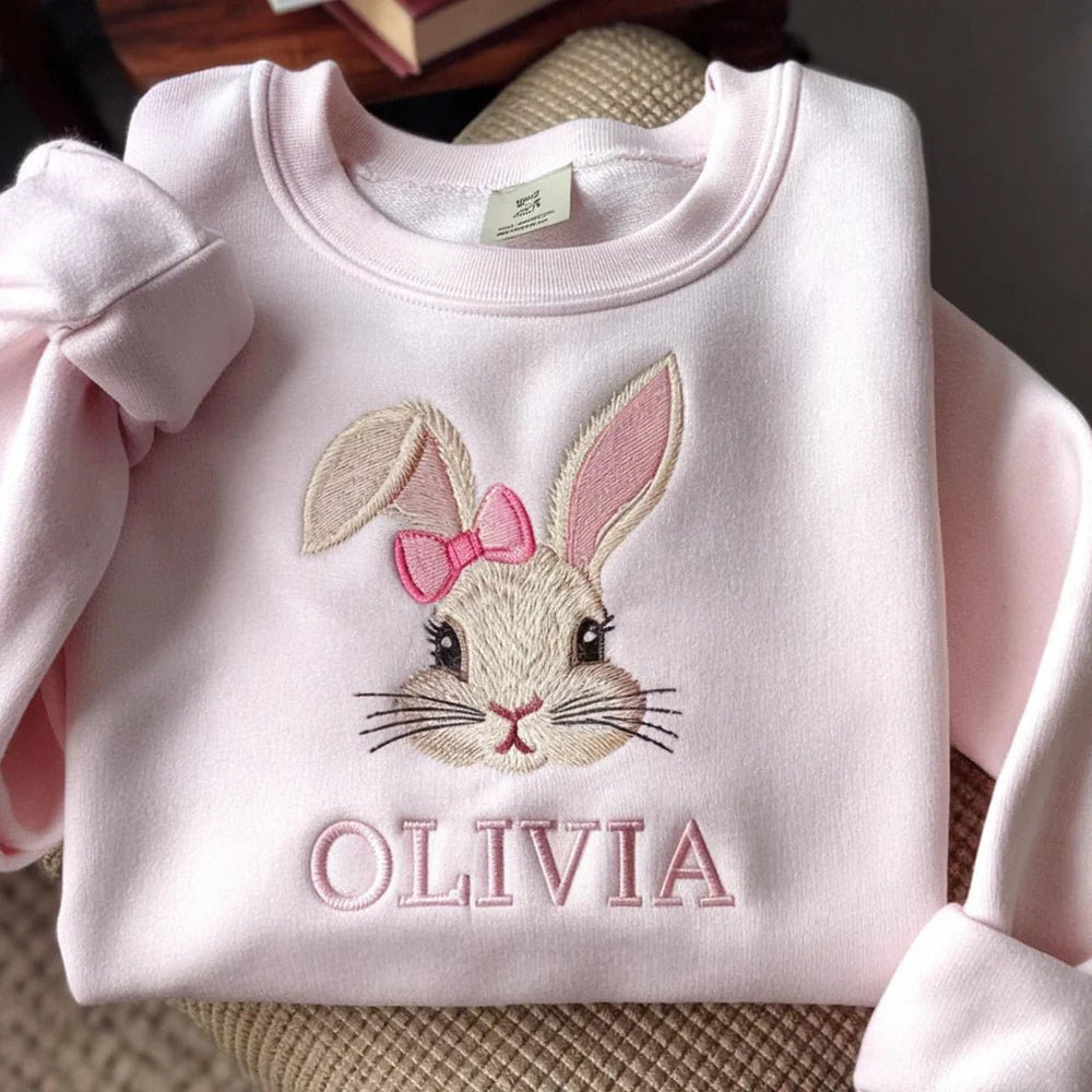 Custom Embroidered Easter Family Bunny Sweatshirt - Canvasgiftco